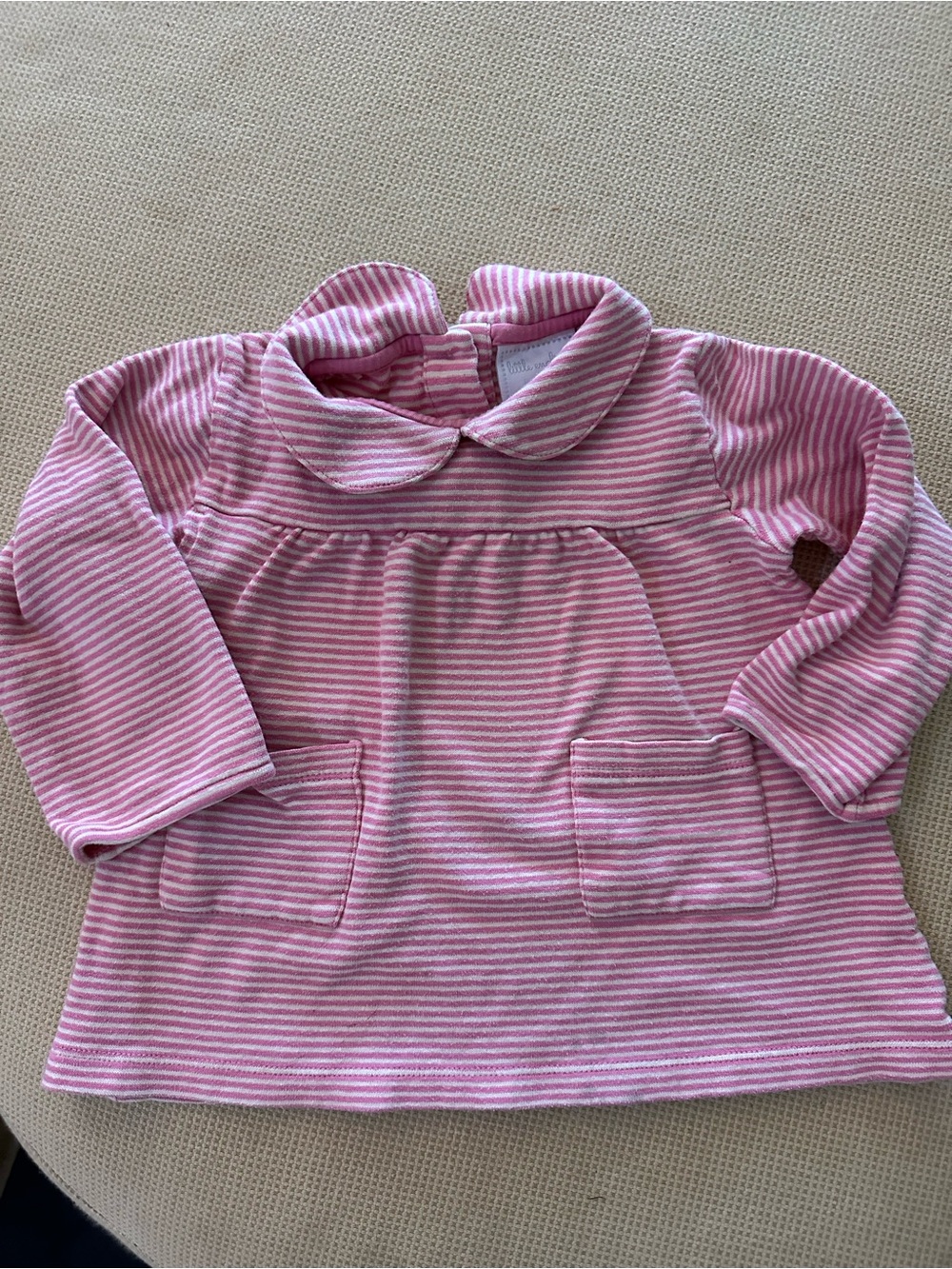Pink Striped Peter Pan Collar Kids Top